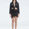 Antonia Satin Black Accessorised Mini Skirt