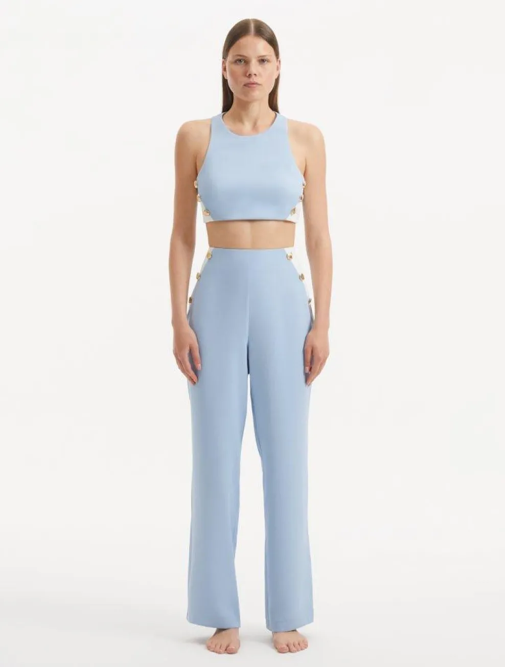 Augustine White Baby Blue Top and Wade Pants