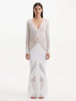 Burcu Esmersoy - Elba Long Sleeve Fringe Maxi Dress