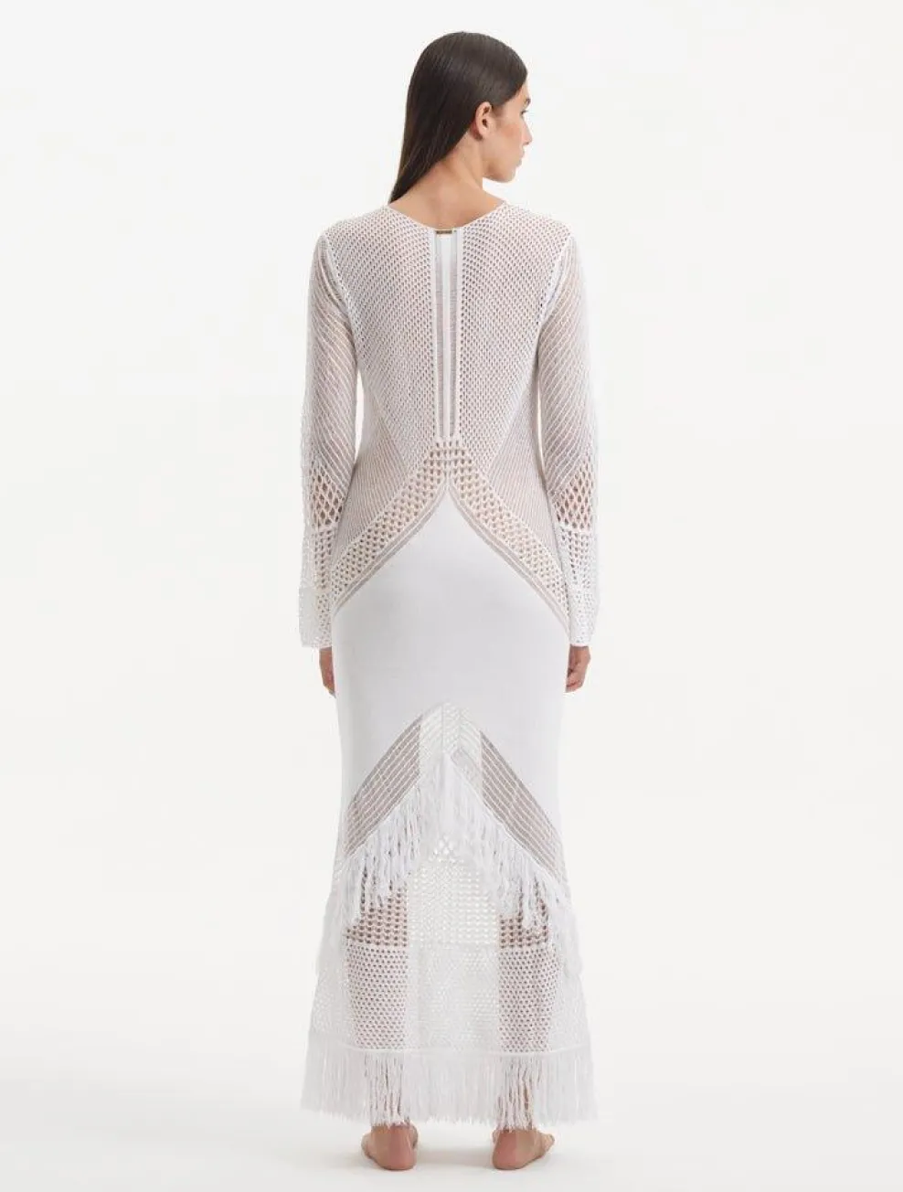 Burcu Esmersoy - Elba Long Sleeve Fringe Maxi Dress
