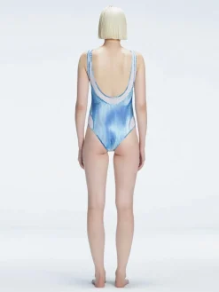 Calista Blue Plunge One Piece Swimsuit
