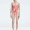 Calista Red Plunge One Piece Swimsuit
