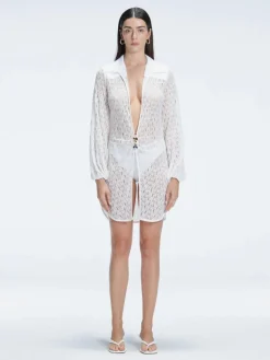 Carina Zavline - Zarya White Bikini Set - Althea White Kaftan