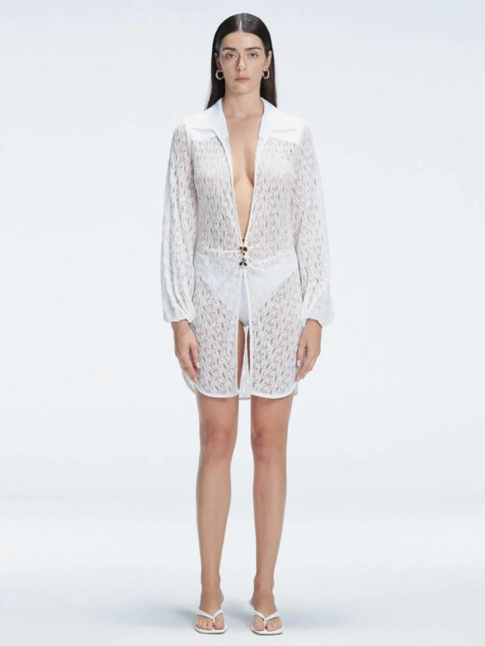 Carina Zavline - Zarya White Bikini Set - Althea White Kaftan