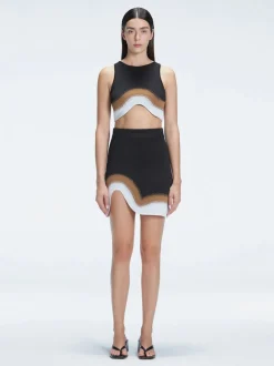 Cecilia Black Degraded Knit Crop Top