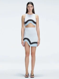 Cecilia Crop Top and Lydia Skirt Blue Optical Set