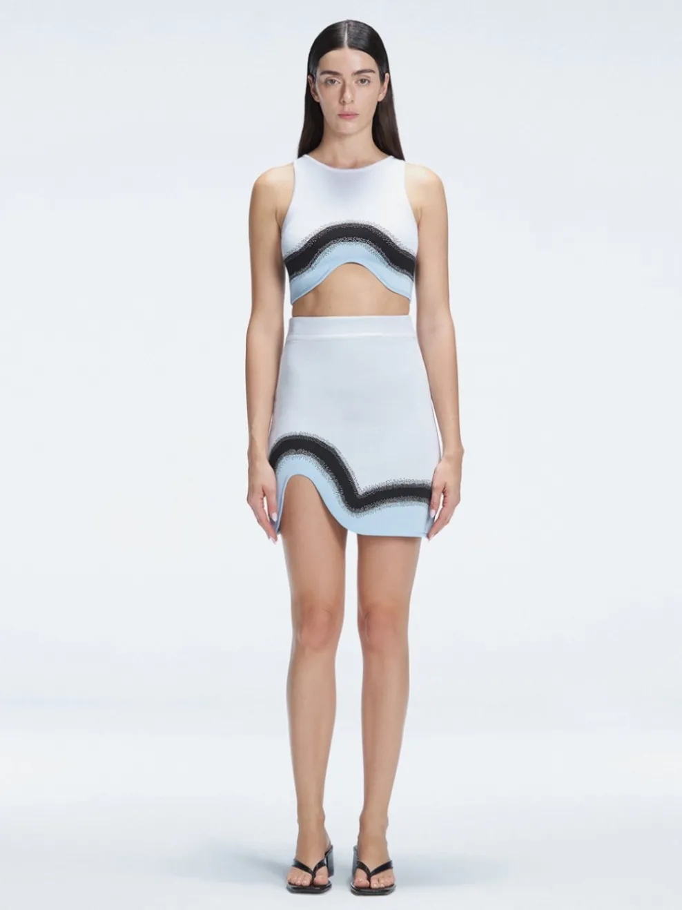 Cecilia Crop Top and Lydia Skirt Blue Optical Set