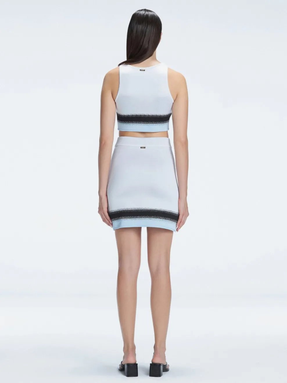 Cecilia Crop Top and Lydia Skirt Blue Optical Set