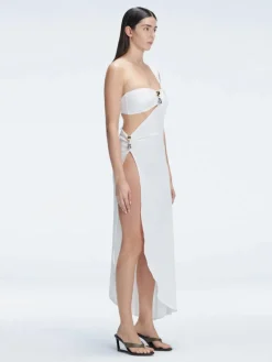 Coraline White One Shoulder Asymetrical Maxi Dress