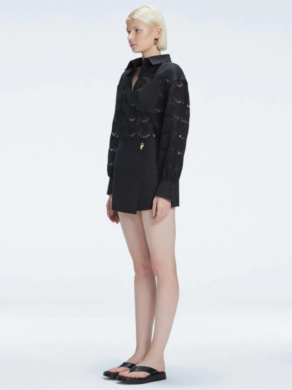 Elise Black Linen Mini Skort