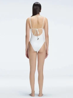 Emma V Neck White One Piece Swimsuit