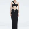 Esmeralda Black Textured Midi Skirt