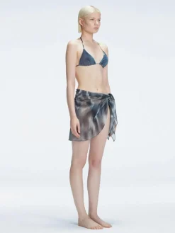 Evita Black Optical Tie Side Sarong