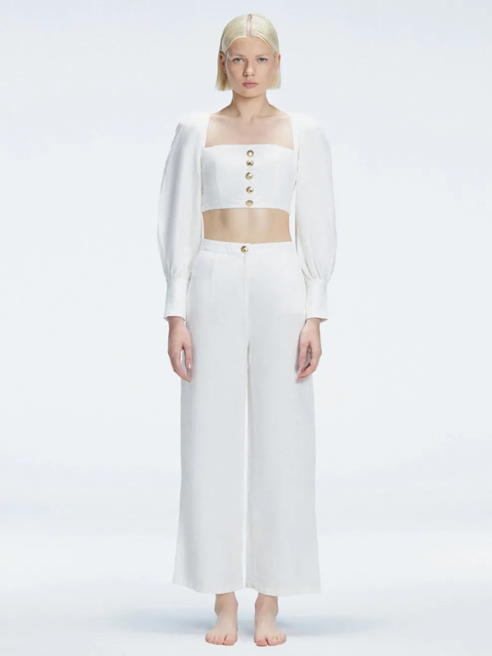 Gemma Top and Valencia Pants White Set