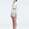 Greta Satin White Long Sleeve Tie Front Shirt