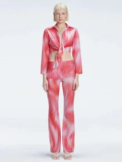 Greta Top and Freya Pants Red Optical Set