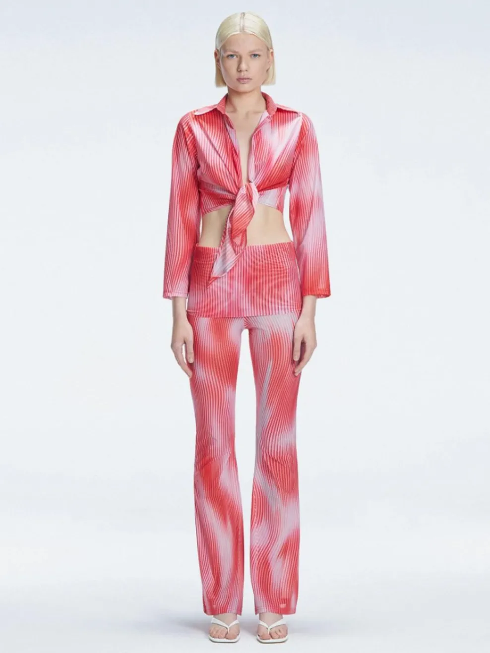 Greta Top and Freya Pants Red Optical Set