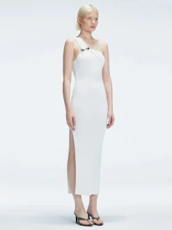 Halle White Cut Out Knit Maxi Dress