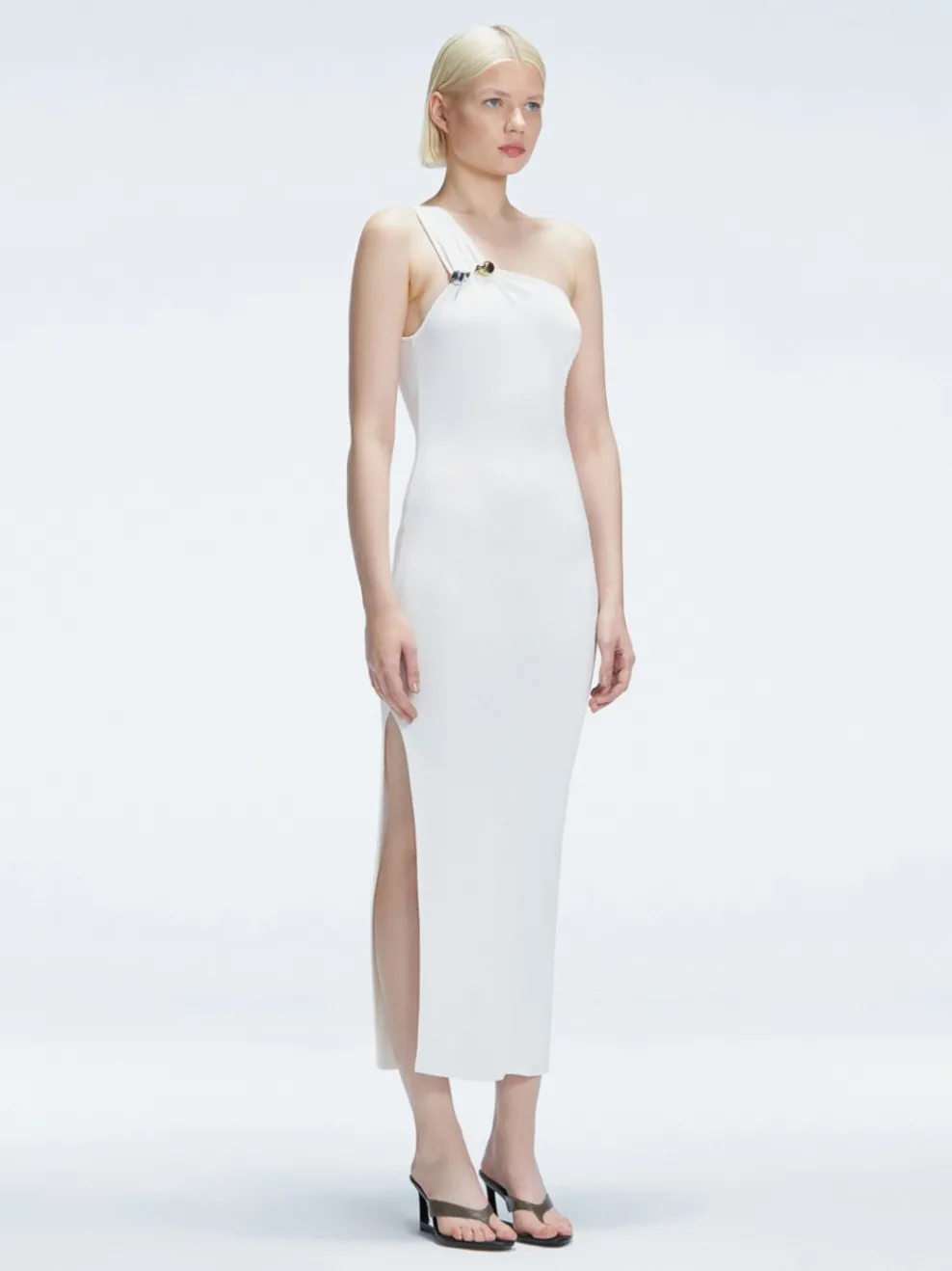 Halle White Cut Out Knit Maxi Dress