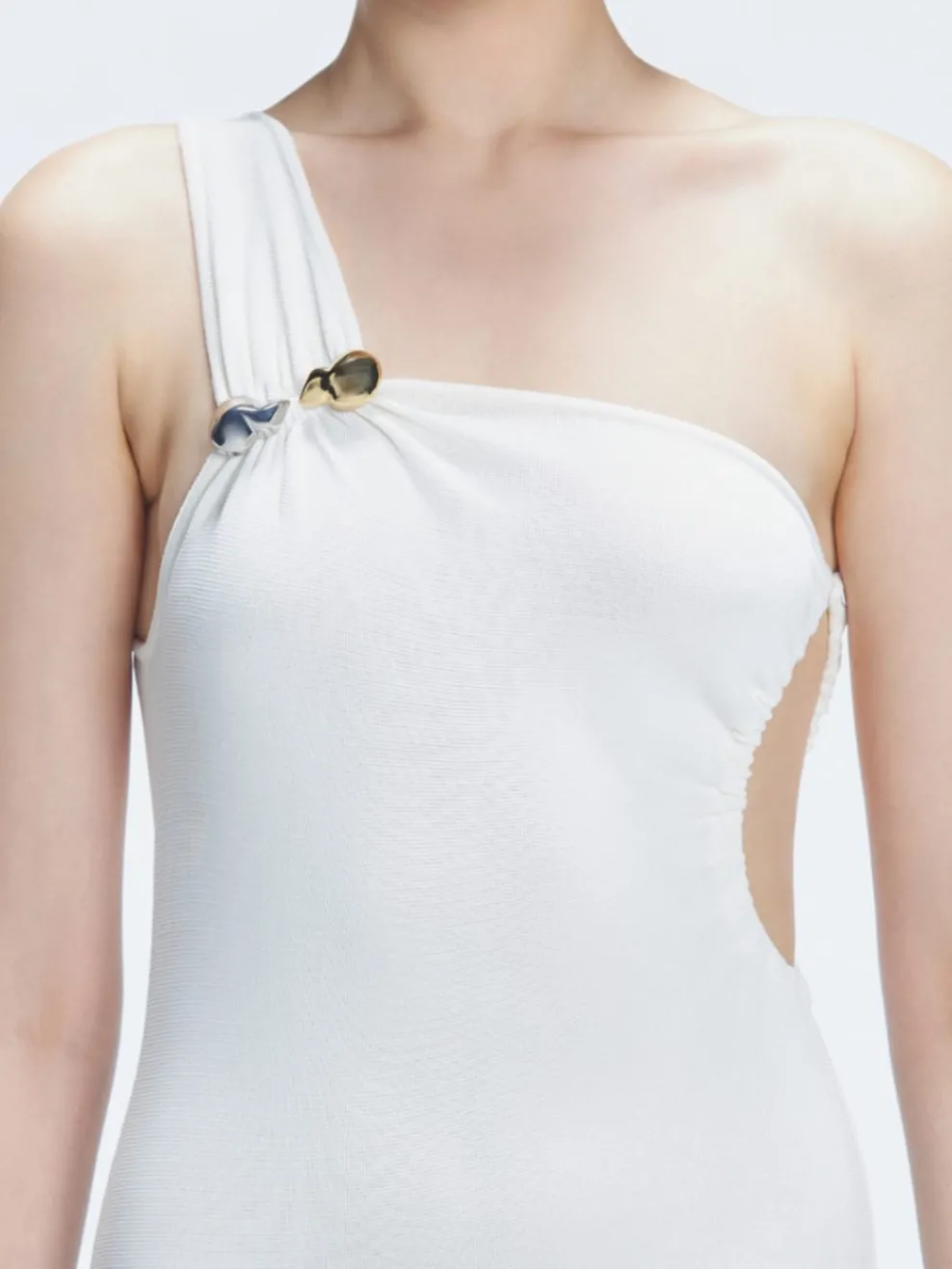 Halle White Cut Out Knit Maxi Dress