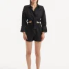 Hanson Black Long Sleeve Linen Tie Front Shirt