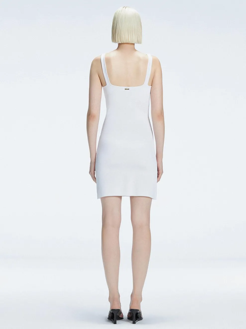 Heather White Square Neck Knit Mini Dress