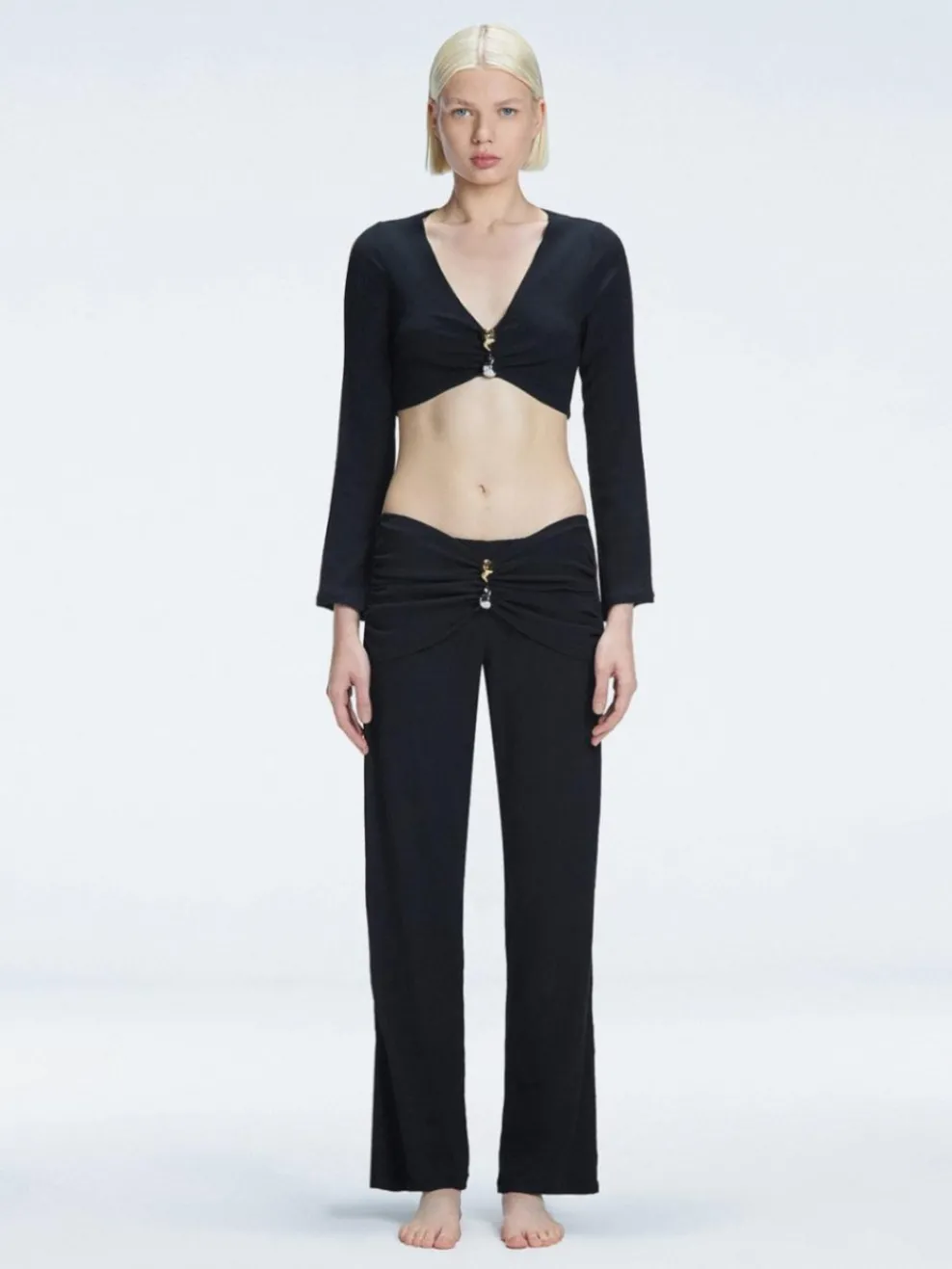 Helena Black Chrochet Accessorised Pant