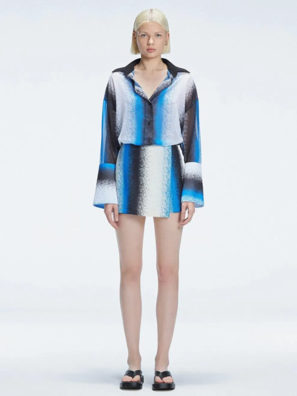 Janine Blue Degraded Long Sleeve Shirt