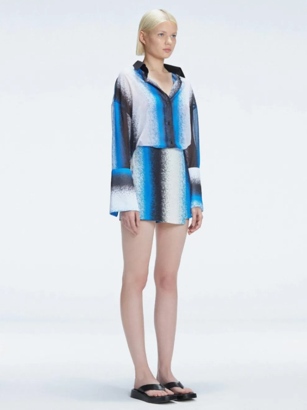 Janine Blue Degraded Long Sleeve Shirt