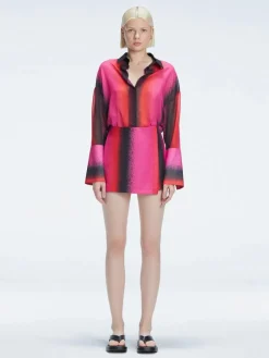 Janine Red Degraded Long Sleeve Shirt