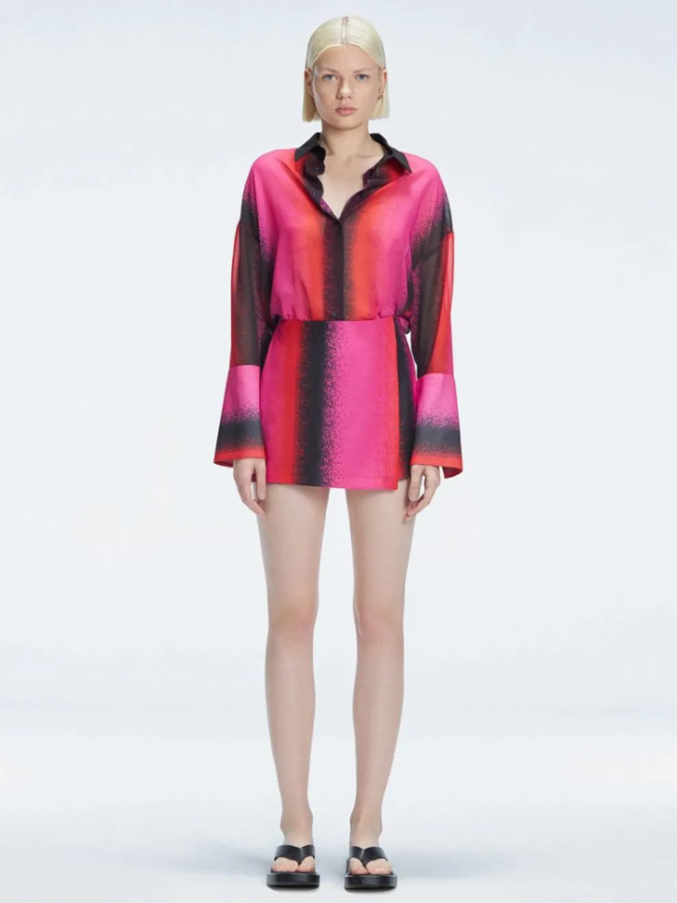Janine Red Degraded Long Sleeve Shirt