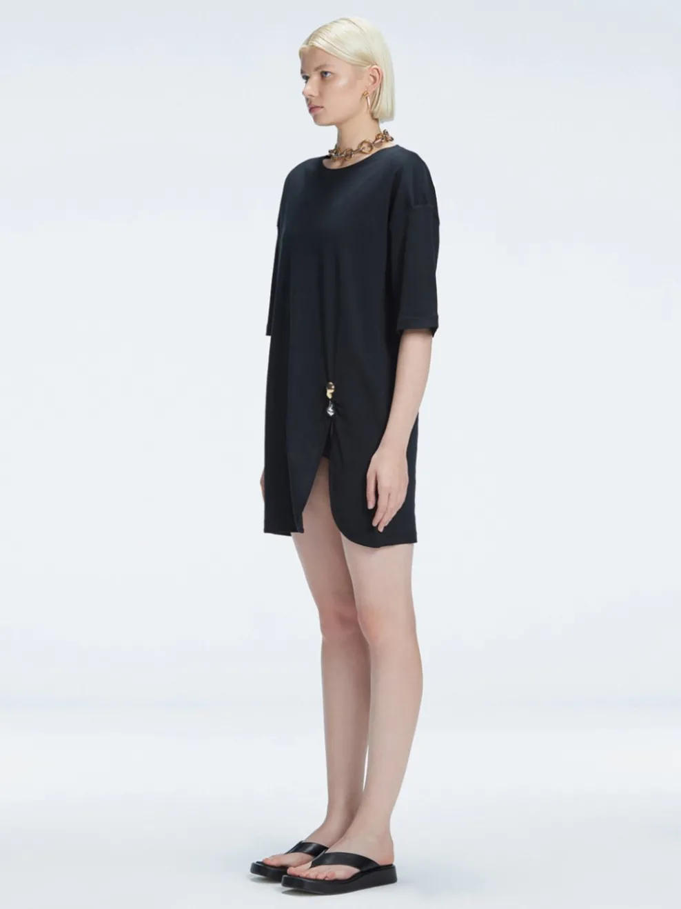 Lavinia Accessorised Cotton Maxi T-Sirt