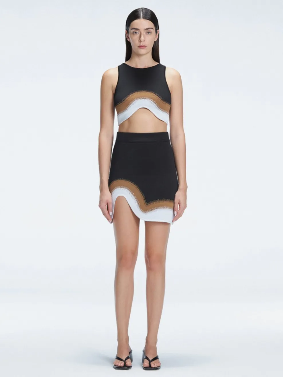 Lydia Black Optical Knit Mini Skirt