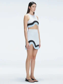Lydia Blue Optical Knit Mini Skirt