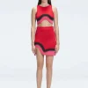 Lydia Red Optical Knit Mini Skirt
