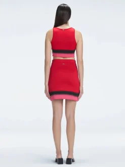 Lydia Red Optical Knit Mini Skirt