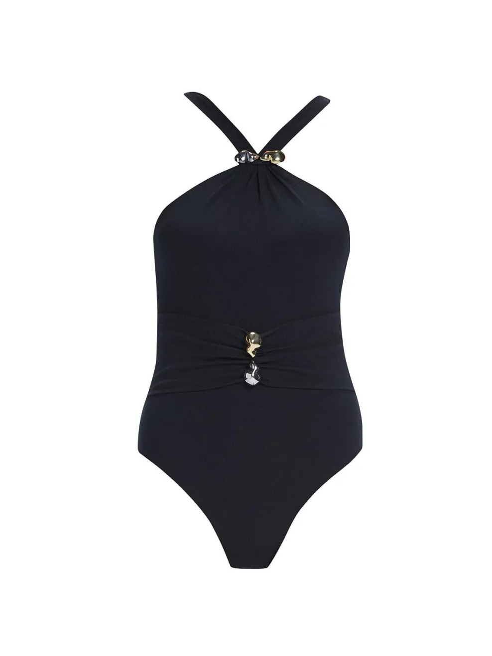 Lyra Black High Neck One Piece Swimsuit