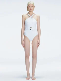 Lyra White High Neck One Piece Swimsuit