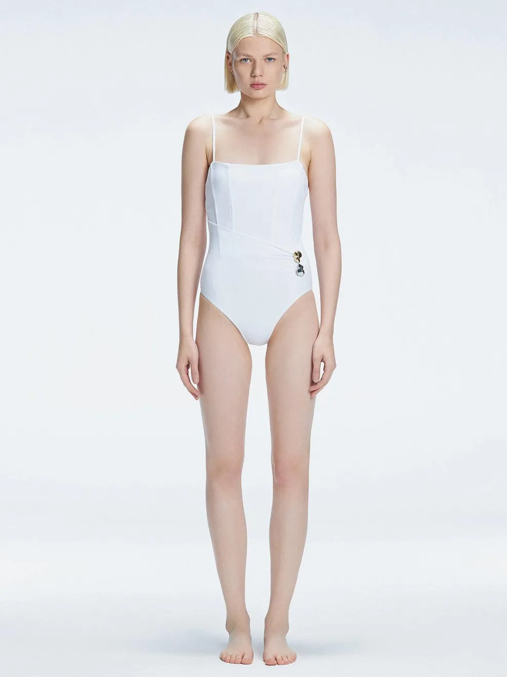 Marigold White Corset One Piece Swimsuit