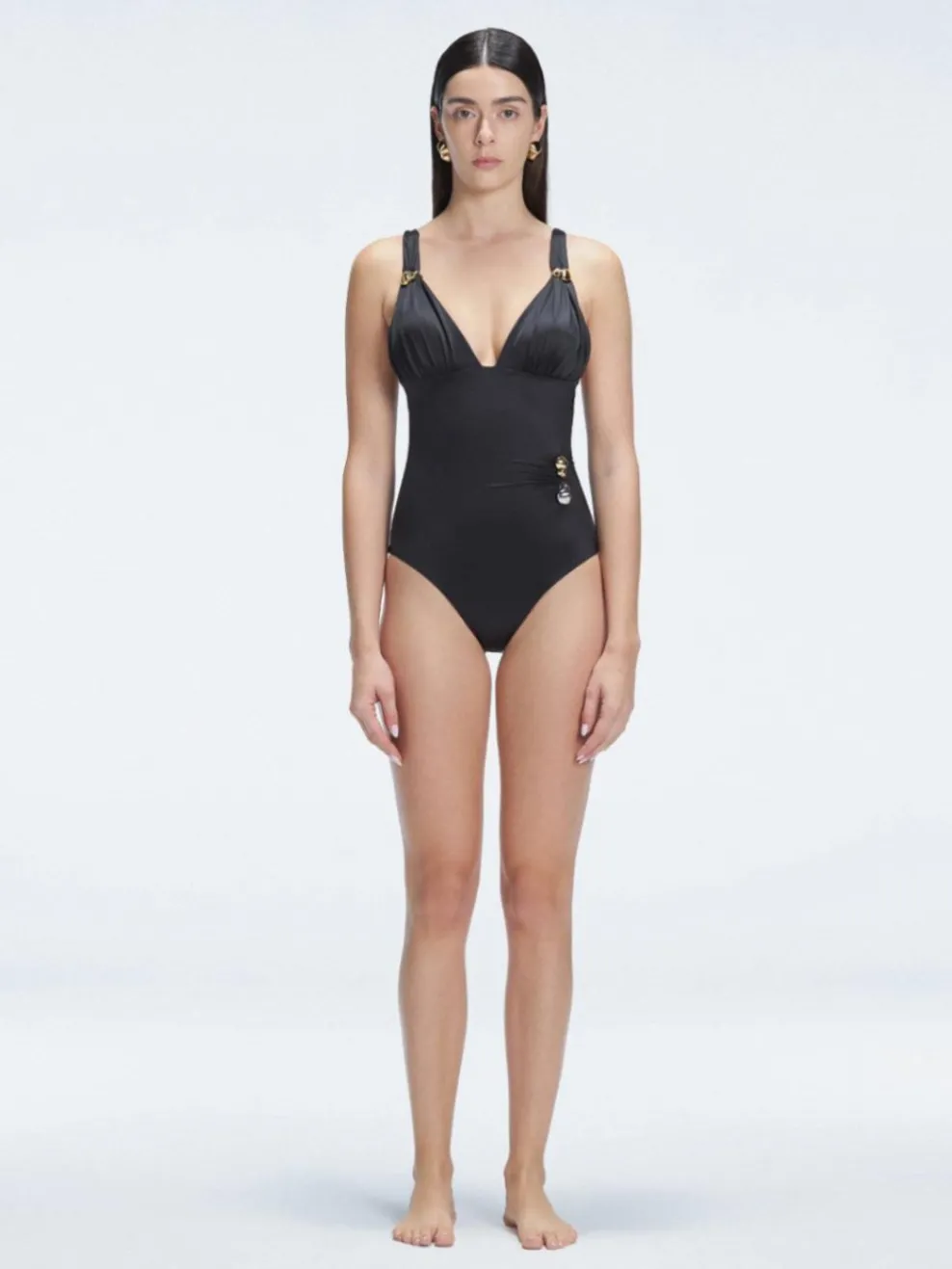 Marina Black V Neck One Piece Swimsuit