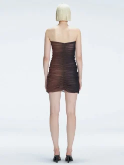 Marsiela Black Optical Bandeau Draped Mini Dress