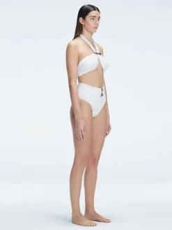 Meredith White Halter Bikini Top