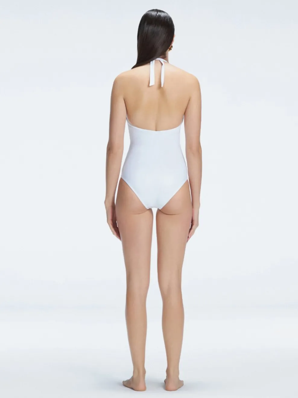 Miley White Halter One Piece Swimsuit