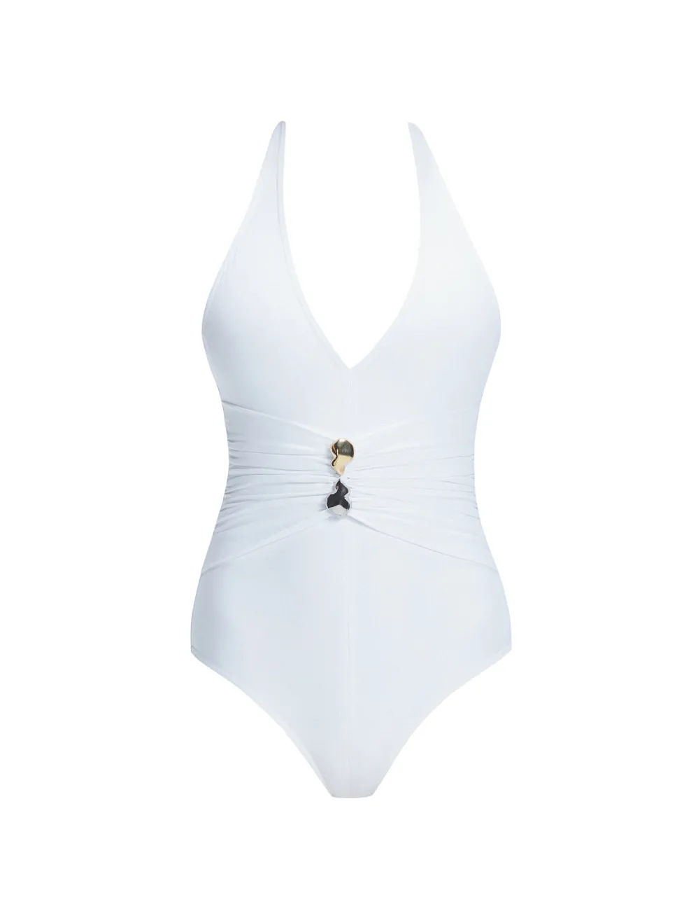 Miley White Halter One Piece Swimsuit