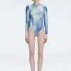 Mireya Blue Optical Long Sleeve Bodysuit