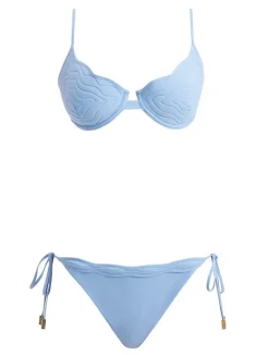 Nina Agdal - Salila Blue Bikini Set - Ephram Blue Skirt