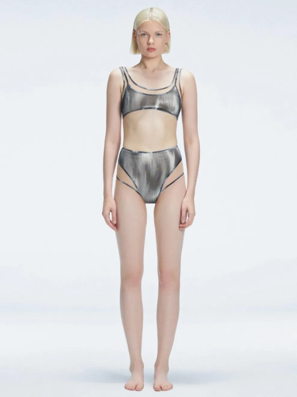 Rosalind Black Optical High Waist Bikini Bottom