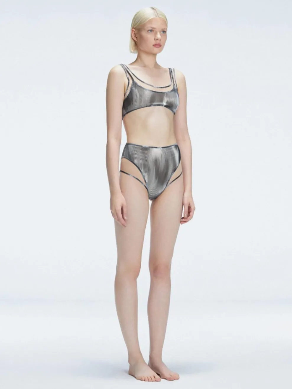 Rosalind Black Optical High Waist Bikini Bottom