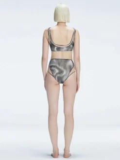 Rosalind Black Optical High Waist Bikini Bottom