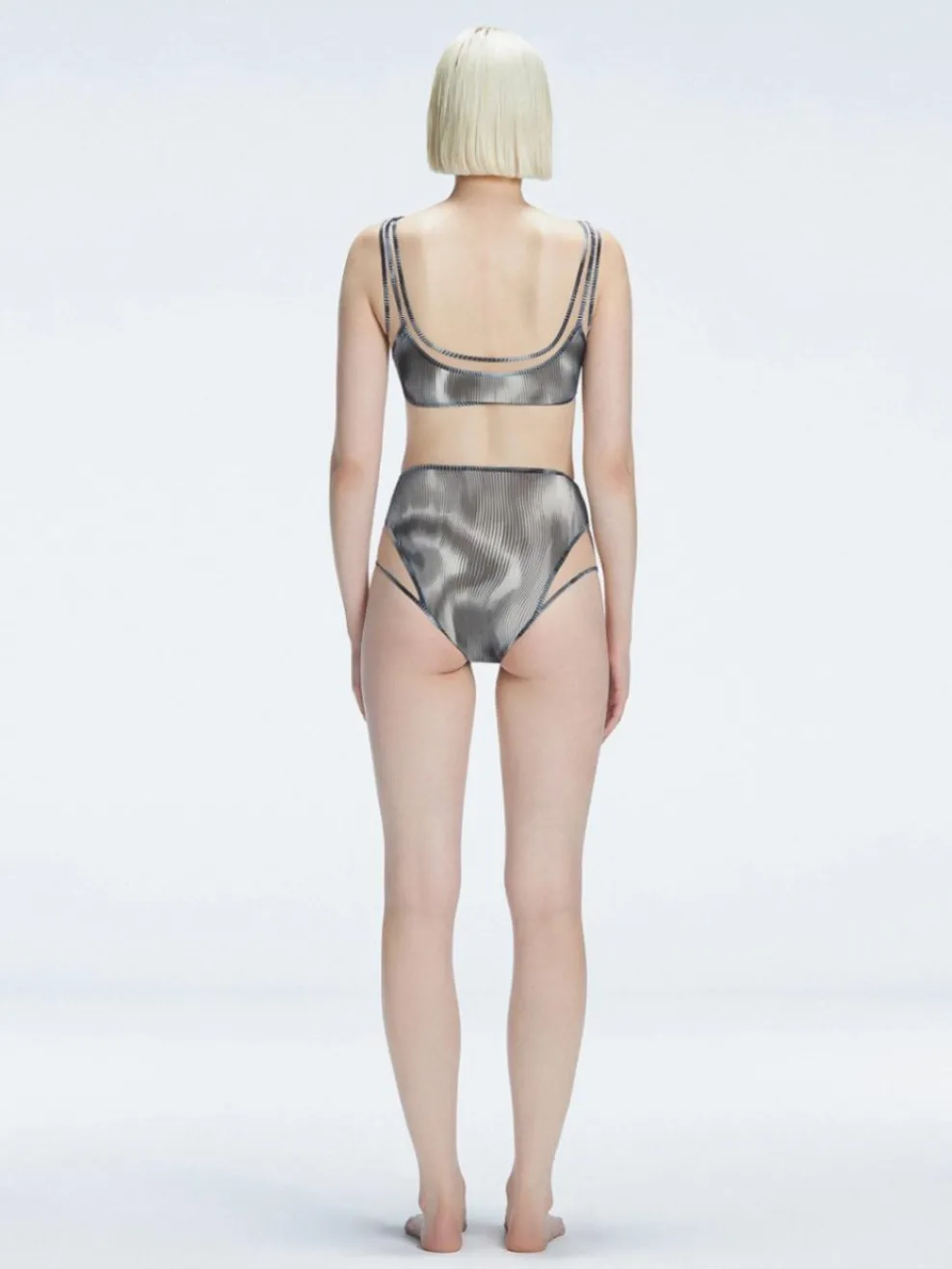 Rosalind Black Optical High Waist Bikini Bottom